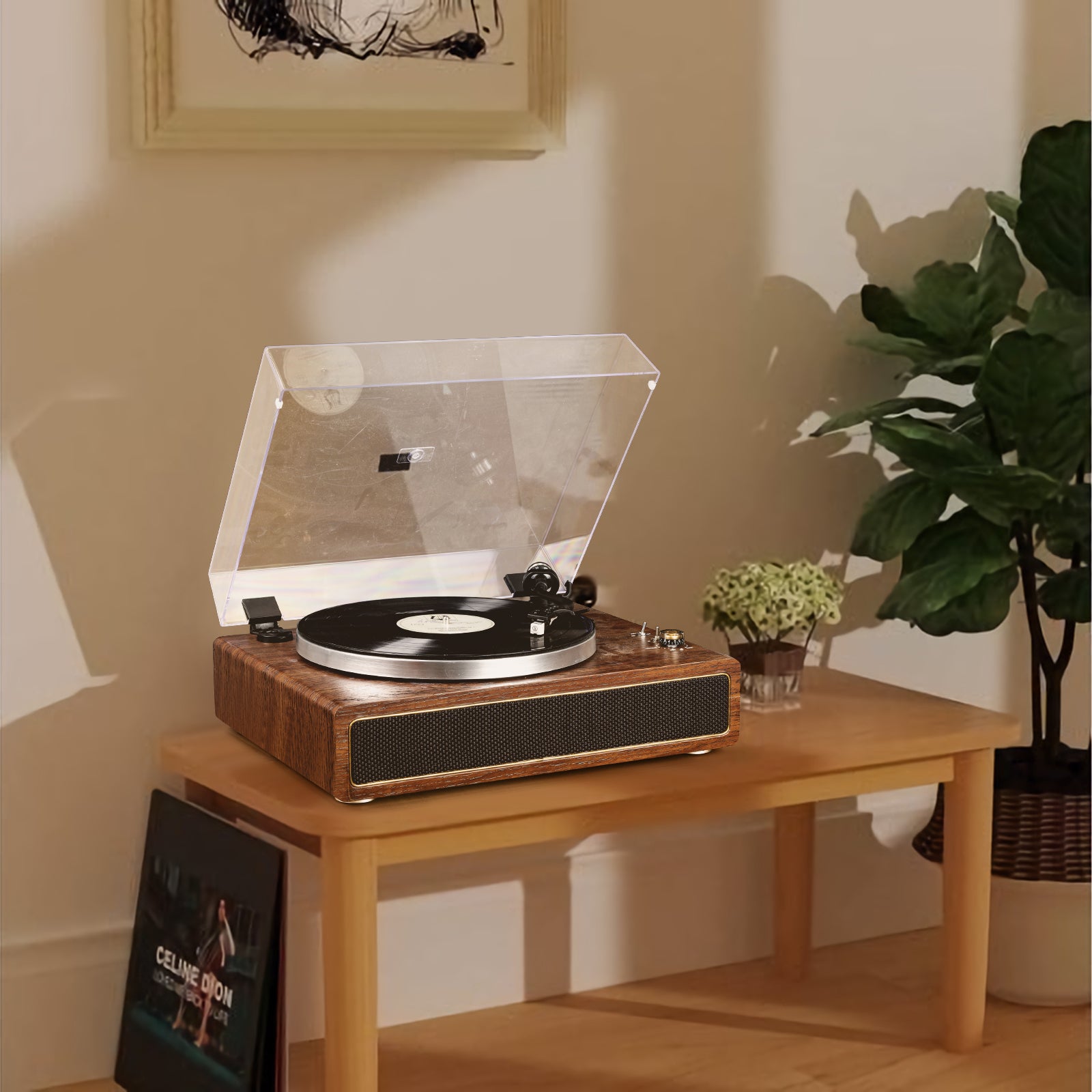 Y02 Retro-Vinyl-Plattenspieler, kabelloser Bluetooth-Lautsprecher,  Umgebungslicht, Aromatherapie, Bluetooth-Audio (Grün)