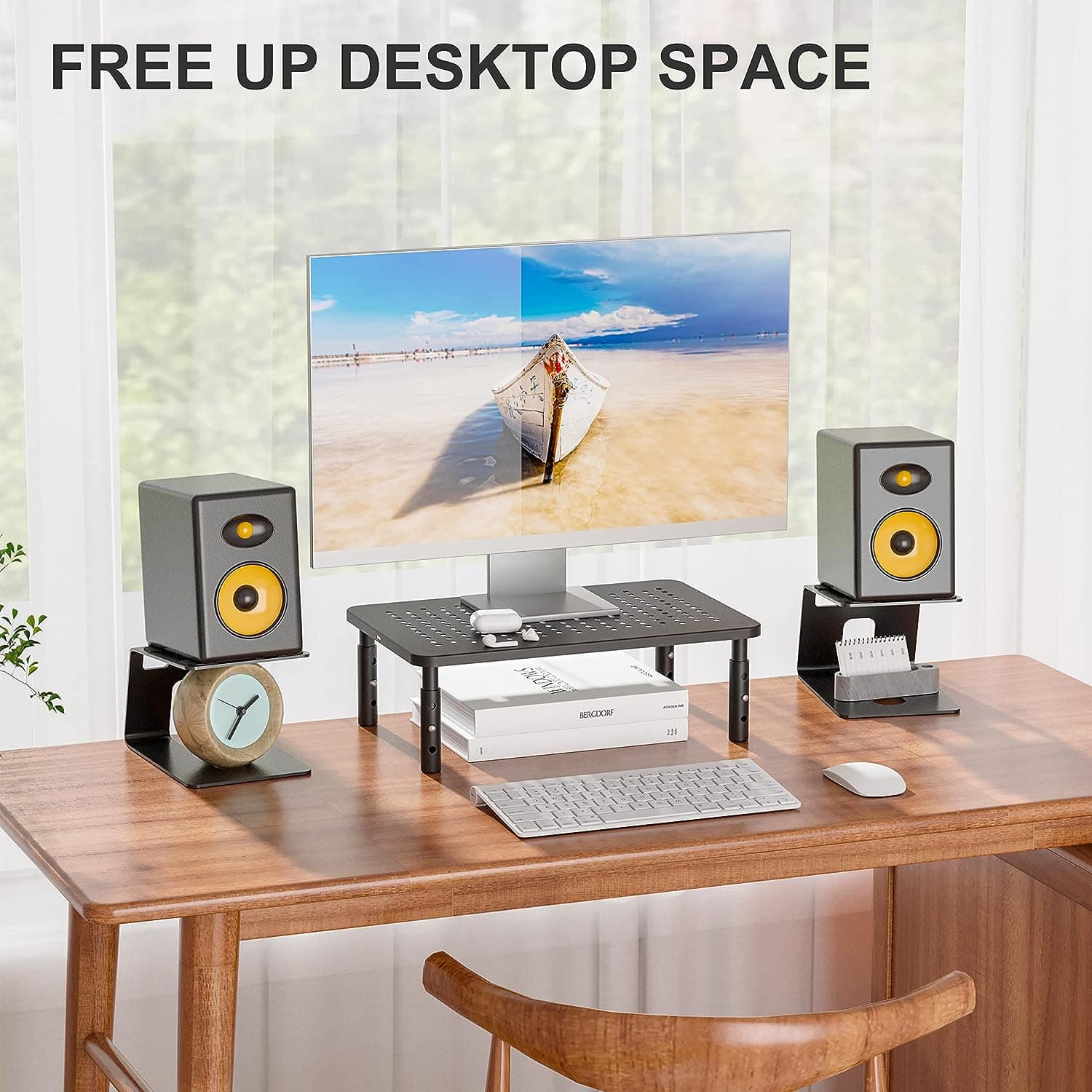Retrolife Pair Desktop Speaker Stand with Vibration Absorption Pad