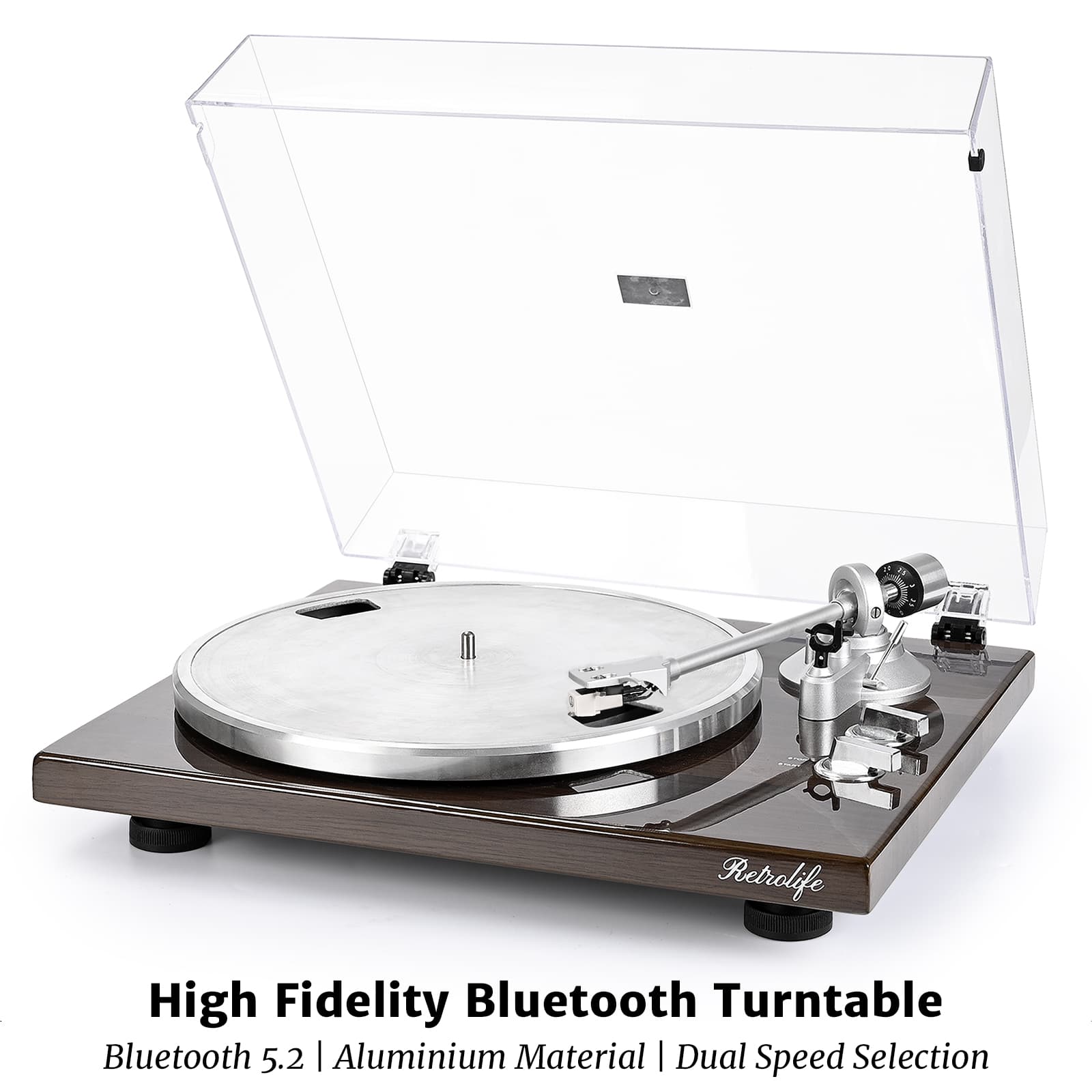 High Fidelity Plattenspielersystem mit Bluetooth Ausgang HQKZ-006 Braun